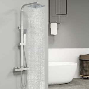 Sky Bathroom - Chrome Thermostatic Mixer Shower Set Square Twin Head Exposed Valve Sky Bathroom - Chrome Thermostatic Mixer Shower Set Square Twin Head Exposed Valve