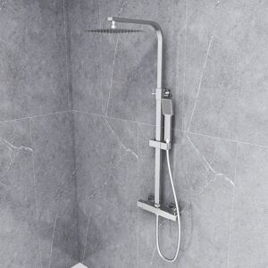 Sky Bathroom - Modern Square Exposed Thermostatic Mixer Shower Set Shower Head and Handheld Sky Bathroom - Modern Square Exposed Thermostatic Mixer Shower Set Shower Head and Handheld