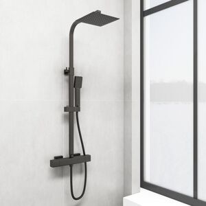 SKY Bathroom Matte Black Thermostatic Mixer Shower Set Square Dual Head Exposed Valve SKY Bathroom Matte Black Thermostatic Mixer Shower Set Square Dual Head Exposed Valve