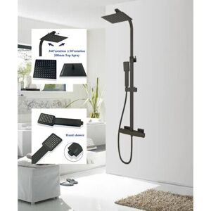 Sky Bathroom - Thermostatic Mixer Shower Set Square Chrome Twin Head Exposed Valve Sky Bathroom - Thermostatic Mixer Shower Set Square Chrome Twin Head Exposed Valve