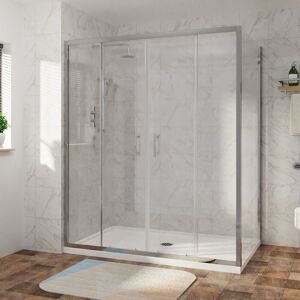 NRG - Sliding Shower Enclosure Door Easy Clean Glass Bathroom Cubicle Screen with Side Panel 1700 x 900mm NRG - Sliding Shower Enclosure Door Easy Clean Glass Bathroom Cubicle Screen with Side Panel 1700 x 900mm