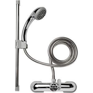 Adhesive Shower Cubicle Tension Rod, Stick 'n' Lock, Chrome 70-122cm - Croydex Adhesive Shower Cubicle Tension Rod, Stick 'n' Lock, Chrome 70-122cm - Croydex