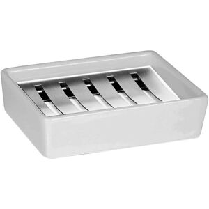 Ersandy - Soap dish, ceramic dish stainless steel rack soap box, double drain, creative rectangular soap dish, bathroom soap holder Ersandy - Soap dish, ceramic dish stainless steel rack soap box, double drain, creative rectangular soap dish, bathroom soap holder