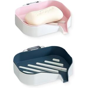 Linghhang - Soap Dish with Drain, 2 Pieces Soap Dish for Bathroom, No Drilling Shower Soap Dish, Removable Soap Box Linghhang - Soap Dish with Drain, 2 Pieces Soap Dish for Bathroom, No Drilling Shower Soap Dish, Removable Soap Box