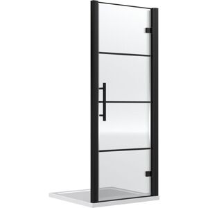 Balterley - Sonic 8mm Toughened Safety Glass Hinged Shower Door, Black, 800mm Balterley - Sonic 8mm Toughened Safety Glass Hinged Shower Door, Black, 800mm