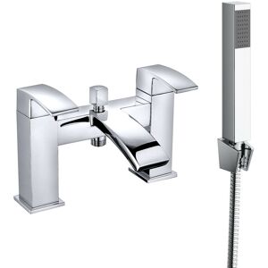 NRG - Square Bath Shower Mixer Tap Chrome and Hand Held Shower Head NRG - Square Bath Shower Mixer Tap Chrome and Hand Held Shower Head