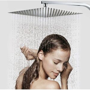 Hoopzi - Square Shower Head Stainless Steel Shower Head Ultra-Thin Shower Head Water Saving High Pressure Descale for Bathroom 24.7cm Hoopzi - Square Shower Head Stainless Steel Shower Head Ultra-Thin Shower Head Water Saving High Pressure Descale for Bathroom 24.7cm