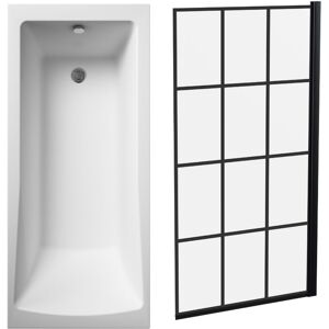 Balterley - Square Single Ended Bath and Framed Black Bath Screen - 1700 x 700mm Balterley - Square Single Ended Bath and Framed Black Bath Screen - 1700 x 700mm