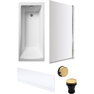 Balterley - Square Single Ended Bath, Bath Screen, Front Panel, Brushed Brass Waste -1700x700mm Balterley - Square Single Ended Bath, Bath Screen, Front Panel, Brushed Brass Waste -1700x700mm
