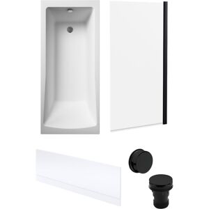 Balterley - Square Single Ended Bath, Black Screen, Front Panel and Black Waste -1700x700mm Balterley - Square Single Ended Bath, Black Screen, Front Panel and Black Waste -1700x700mm