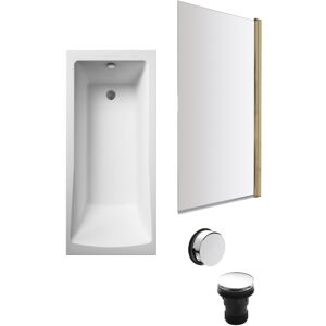 Balterley - Square Single Ended Bath, Brushed Brass Screen and Chrome Waste - 1700 x 700mm Balterley - Square Single Ended Bath, Brushed Brass Screen and Chrome Waste - 1700 x 700mm