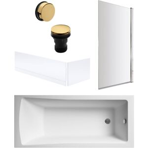 Balterley - Square Single Ended Bath, Screen, Panels and Brushed Brass Waste - 1700 x 700mm Balterley - Square Single Ended Bath, Screen, Panels and Brushed Brass Waste - 1700 x 700mm