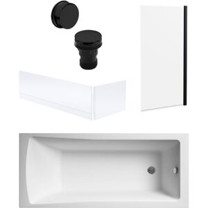 Balterley - Square Single Ended Bath, Square Black Screen, Panels, Black Waste - 1700x700mm Balterley - Square Single Ended Bath, Square Black Screen, Panels, Black Waste - 1700x700mm