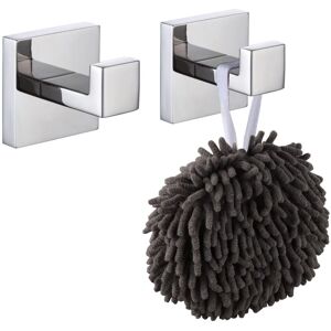 Tinor - Square Wall Hook for Robe Coats Pack of 2, Bathroom, Kitchen, Garage, sus 304 Stainless Steel, Polished Chrome Tinor - Square Wall Hook for Robe Coats Pack of 2, Bathroom, Kitchen, Garage, sus 304 Stainless Steel, Polished Chrome