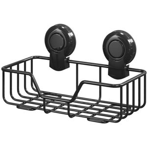 Showerdrape - Suctionloc Black Steel Suction Wall Mounted Rectangular Basket Showerdrape - Suctionloc Black Steel Suction Wall Mounted Rectangular Basket