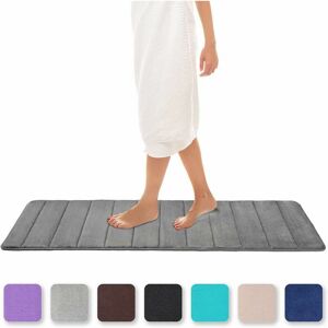 TRIMEC Tapis de bain absorbant et antidérapant En mousse à mémoire de forme Lavable, Mousse à mémoire de forme, 40 x 120 cm - gris TRIMEC Tapis de bain absorbant et antidérapant En mousse à mémoire de forme Lavable, Mousse à mémoire de forme, 40 x 120 cm - gris