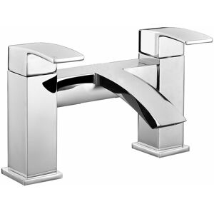 Nes Home - Arke Contemporary Chrome Deck Mounted Waterfall Bath Filler Tap + Waste Nes Home - Arke Contemporary Chrome Deck Mounted Waterfall Bath Filler Tap + Waste