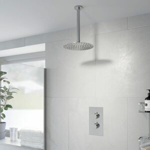 Architeckt - Thermostatic Concealed Round Shower Ceiling Mounted Drencher Shower Head Chrome - Silver Architeckt - Thermostatic Concealed Round Shower Ceiling Mounted Drencher Shower Head Chrome - Silver