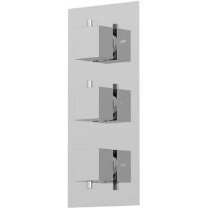 Architeckt - Thermostatic Square Control Concealed Shower Valve Triple Outlet Chrome Finish Architeckt - Thermostatic Square Control Concealed Shower Valve Triple Outlet Chrome Finish