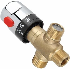 GOTRAYS Thermostatic Water Pipe Valve, Brass Thermostatic Mixing Valve for Family Bathroom, Used to Control Shower Water Temperature Fonepro, GOTRAYS Thermostatic Water Pipe Valve, Brass Thermostatic Mixing Valve for Family Bathroom, Used to Control Shower Water Temperature Fonepro,