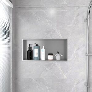 T&K Recessed Shower Niche Stainless Steel Shower Storage 61x30.5cm Brush Grey T&K Recessed Shower Niche Stainless Steel Shower Storage 61x30.5cm Brush Grey