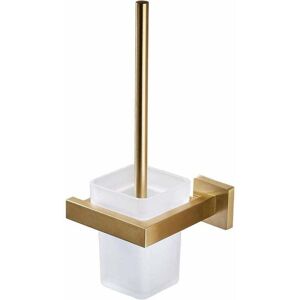 Linghhang - Toilet Brush with Storage Holder Rustproof Stainless Steel Wall Mount Modern Style Brushed Gold Finish Linghhang - Toilet Brush with Storage Holder Rustproof Stainless Steel Wall Mount Modern Style Brushed Gold Finish
