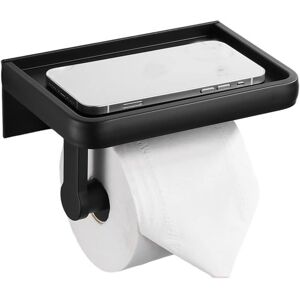 AOUGO Toilet Paper Holder, No Drilling Toilet Paper Roll Shelf with Cell Phone Storage Holders, Black Fabric Wall Mounted Storage Shelves for Bathroom, AOUGO Toilet Paper Holder, No Drilling Toilet Paper Roll Shelf with Cell Phone Storage Holders, Black Fabric Wall Mounted Storage Shelves for Bathroom,