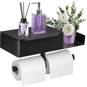 COOCHEER Toilet Paper Holder, Wall Mounted Toilet Paper Holder Without Drilling with Shelves and Wet Wipes Box, Toilet Paper Holder with 2 Roll Holders for COOCHEER Toilet Paper Holder, Wall Mounted Toilet Paper Holder Without Drilling with Shelves and Wet Wipes Box, Toilet Paper Holder with 2 Roll Holders for