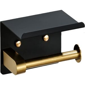 GOTRAYS Toilet Paper Holder with Shelf: Rustproof Self-Adhesive Wall Mount Toilet Paper Roll Holder for Bathroom, Black and Gold GOTRAYS Toilet Paper Holder with Shelf: Rustproof Self-Adhesive Wall Mount Toilet Paper Roll Holder for Bathroom, Black and Gold