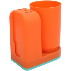 GROOFOO Toothbrush Cup Holder Multipurpose Modern Simple Design Space Saving Wall Mounted Toothbrush Holder with Cup Orange GROOFOO Toothbrush Cup Holder Multipurpose Modern Simple Design Space Saving Wall Mounted Toothbrush Holder with Cup Orange