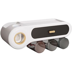 TLILY Toothbrush Holder Set Wall Mounted All-in-One Toothbrush Storage Rack Automatic Toothpaste Squeezer Dispenser TLILY Toothbrush Holder Set Wall Mounted All-in-One Toothbrush Storage Rack Automatic Toothpaste Squeezer Dispenser