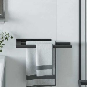 vidaXL Stainless Steel Black Towel Rail 40x9x4cm - Bathroom Accessory vidaXL Stainless Steel Black Towel Rail 40x9x4cm - Bathroom Accessory