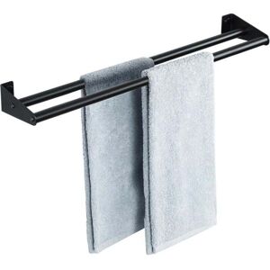 Ymyny - Towel rail for bathroom, wall-mounted towel rail with double bar, stainless steel towel rail, black towel rail for kitchen, bedroom mumu Ymyny - Towel rail for bathroom, wall-mounted towel rail with double bar, stainless steel towel rail, black towel rail for kitchen, bedroom mumu