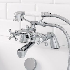 Park Lane - Traditional Bathroom Bath Shower Mixer Tap Brass Cross Head Handset Hose Chrome Park Lane - Traditional Bathroom Bath Shower Mixer Tap Brass Cross Head Handset Hose Chrome