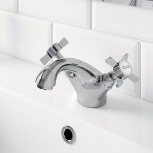 Park Lane - Traditional Bathroom Mono Basin Sink Mixer Tap Brass Chrome Crosshead Handles Park Lane - Traditional Bathroom Mono Basin Sink Mixer Tap Brass Chrome Crosshead Handles