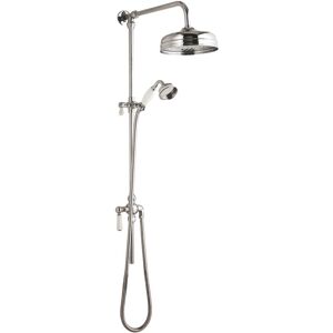 Balterley - Exposed Grand Rigid Riser Shower Kit with Fixed Head & Handset - Chrome/White Balterley - Exposed Grand Rigid Riser Shower Kit with Fixed Head & Handset - Chrome/White