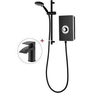 Triton - Aspirante 9.5KW Matt Black Electric Shower - Inc Head + Riser Rail + Tap Triton - Aspirante 9.5KW Matt Black Electric Shower - Inc Head + Riser Rail + Tap