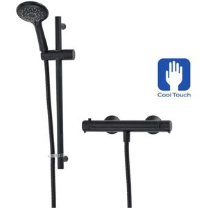 Triton - Dene Matt Black Cool Touch Thermostatic Bar Mixer Shower + Riser Rail Triton - Dene Matt Black Cool Touch Thermostatic Bar Mixer Shower + Riser Rail