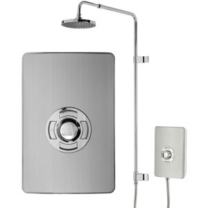 Triton UniQ Aspirante Brushed Steel Electric Shower 9.5kW Rainshower Head Triton UniQ Aspirante Brushed Steel Electric Shower 9.5kW Rainshower Head