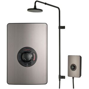 Triton - UniQ Aspirante Pewter Effect Black Electric Shower 9.5kW Rainshower Head Triton - UniQ Aspirante Pewter Effect Black Electric Shower 9.5kW Rainshower Head