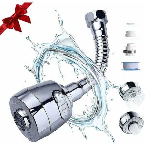 Gotrays - Universal 360° Swivel Splash-Proof Faucet Extender with Hose with 3-Mode Flexible Faucet Spout, Chrome-Plated abs Plastic- Gotrays - Universal 360° Swivel Splash-Proof Faucet Extender with Hose with 3-Mode Flexible Faucet Spout, Chrome-Plated abs Plastic-