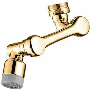 Dewdat - Universal Brass 1080° Rotatable Folding Arm Basin Mixer Tap Extension Splash Filter Aerator, Gold 2 Outlet Modes Dewdat - Universal Brass 1080° Rotatable Folding Arm Basin Mixer Tap Extension Splash Filter Aerator, Gold 2 Outlet Modes