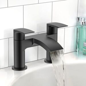 Nes Home - Vago Contemporary Matte Black Deck Mounted Waterfall Bath Filler Tap Nes Home - Vago Contemporary Matte Black Deck Mounted Waterfall Bath Filler Tap
