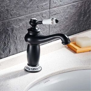 YMYNY Victorian Basin Faucet – Black – For Bathroom, Guest Toilet – Classic Hot and Cold Water Tap (Black) mumu YMYNY Victorian Basin Faucet – Black – For Bathroom, Guest Toilet – Classic Hot and Cold Water Tap (Black) mumu