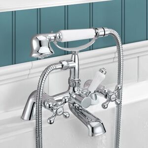 Nes Home - Stafford Victorian Traditional Deck Mounted Cross Head Bath Shower Mixer Tap With Handheld Kit Nes Home - Stafford Victorian Traditional Deck Mounted Cross Head Bath Shower Mixer Tap With Handheld Kit