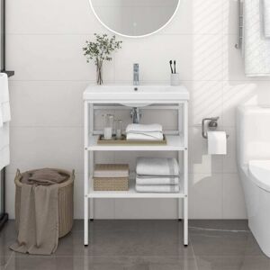 Bathroom Washbasin Frame White 59x38x83 cm Iron Vidaxl Bathroom Washbasin Frame White 59x38x83 cm Iron Vidaxl