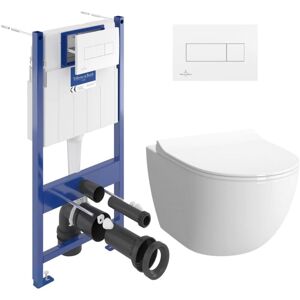Villeroy & Boch Support frame + Sento SmoothFlush rimless toilet + Softclose seat + White two-touch plate (VICONNECTSENTO-2) - Villeroy&boch Villeroy & Boch Support frame + Sento SmoothFlush rimless toilet + Softclose seat + White two-touch plate (VICONNECTSENTO-2) - Villeroy&boch
