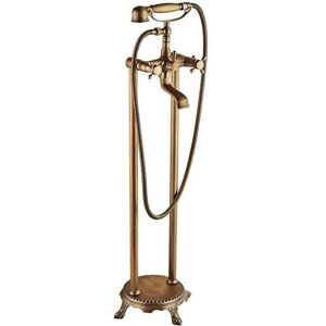 SJQKA Vintage Antique Bathtub Faucet, Freestanding Bathtub Faucet with Hand Shower, Brass Bathtub Mixer Tap, Freestanding Bathtub Faucet, Double Handle SJQKA Vintage Antique Bathtub Faucet, Freestanding Bathtub Faucet with Hand Shower, Brass Bathtub Mixer Tap, Freestanding Bathtub Faucet, Double Handle