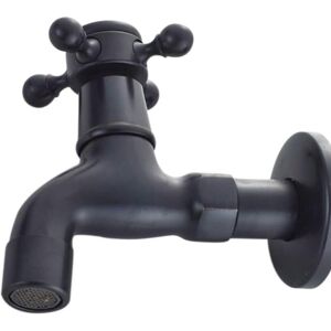 WOIYIC Vintage Cold Water Faucet with Single Handle G1/2 Interface - Wall Mounted Mop Faucet for Bathroom Sink (Black) WOIYIC Vintage Cold Water Faucet with Single Handle G1/2 Interface - Wall Mounted Mop Faucet for Bathroom Sink (Black)