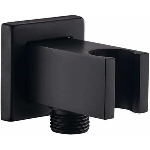 GOTRAYS Wall connection elbow with black shower bracket, 1/2 brass square pipe connector, shower connection elbow with bracket, sand connection wall GOTRAYS Wall connection elbow with black shower bracket, 1/2 brass square pipe connector, shower connection elbow with bracket, sand connection wall